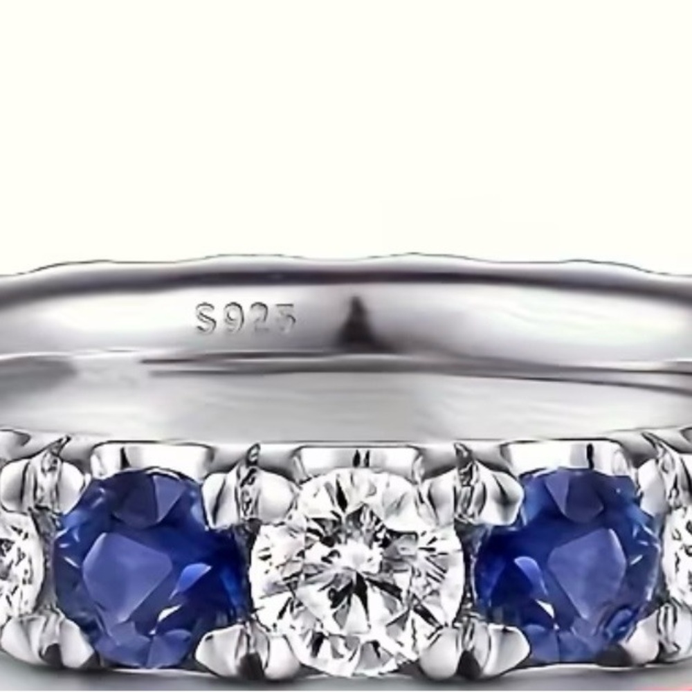 Elegant 925  Silver and sapphire Ring size 7